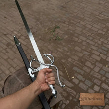 Load image into Gallery viewer, Historical Renaissance Rapier Sword Replica in Polished Steel for Collection and Display