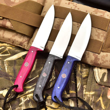 Load image into Gallery viewer, Handmade Fixed Blade Stainless Steel Skinning Hunting Knife 8" Mirror Polished Carbon Steel Drop Point