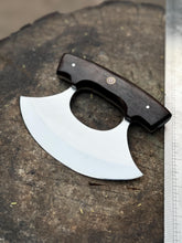 Load image into Gallery viewer, Handmade Stainless Steel Ulu Knife – Wenge Wood Handle | 5.5” Blade | Mosaic Pin | JW SteelCrafts