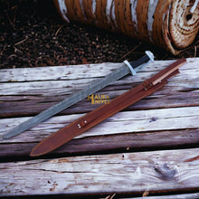 Load image into Gallery viewer, Ulfberht Damascus Viking Sword | Leather Sheath