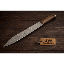 Load image into Gallery viewer, Handmade Viking Seax Knife Damascus Steel Blade 16 Inch Fixed Blade