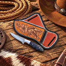 Load image into Gallery viewer, Handmade Horse Rasp Stainless Steel Cowboy Bull Cutter Knife with Turquoise Patterned Handle &amp; Leather Sheath – SH-DS/069
