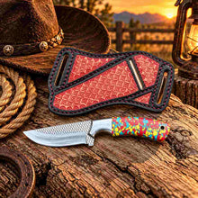 Load image into Gallery viewer, Custom Handmade Horse Rasp Stainless Steel 4-Inch Western Cowboy Skinner with Stone Handle &amp; Leather Sheath