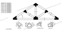 Load image into Gallery viewer, 6x6 Chamfered Design Dog Eared Timber Truss Brackets for 6x6 Posts, 6&quot; Timber Truss Brackets, 6x6 Timber Fan Bracket