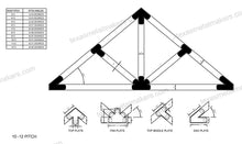 Load image into Gallery viewer, 6x6 Chamfered Design Dog Eared Timber Truss Brackets for 6x6 Posts, 6&quot; Timber Truss Brackets, 6x6 Timber Fan Bracket