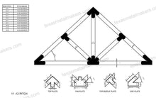 Load image into Gallery viewer, 6x6 Decorative Design Timber Truss Brackets for 6x6 Posts, 6&quot; Timber Truss Brackets, 6x6 Timber Fan Bracket