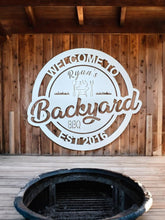 Load image into Gallery viewer, Personalized Backyard BBQ Sign - Customized Metal Wall Art for Backyard, Deck, Patio - Perfect Gift for Home - Wedding/Anniversary Gift