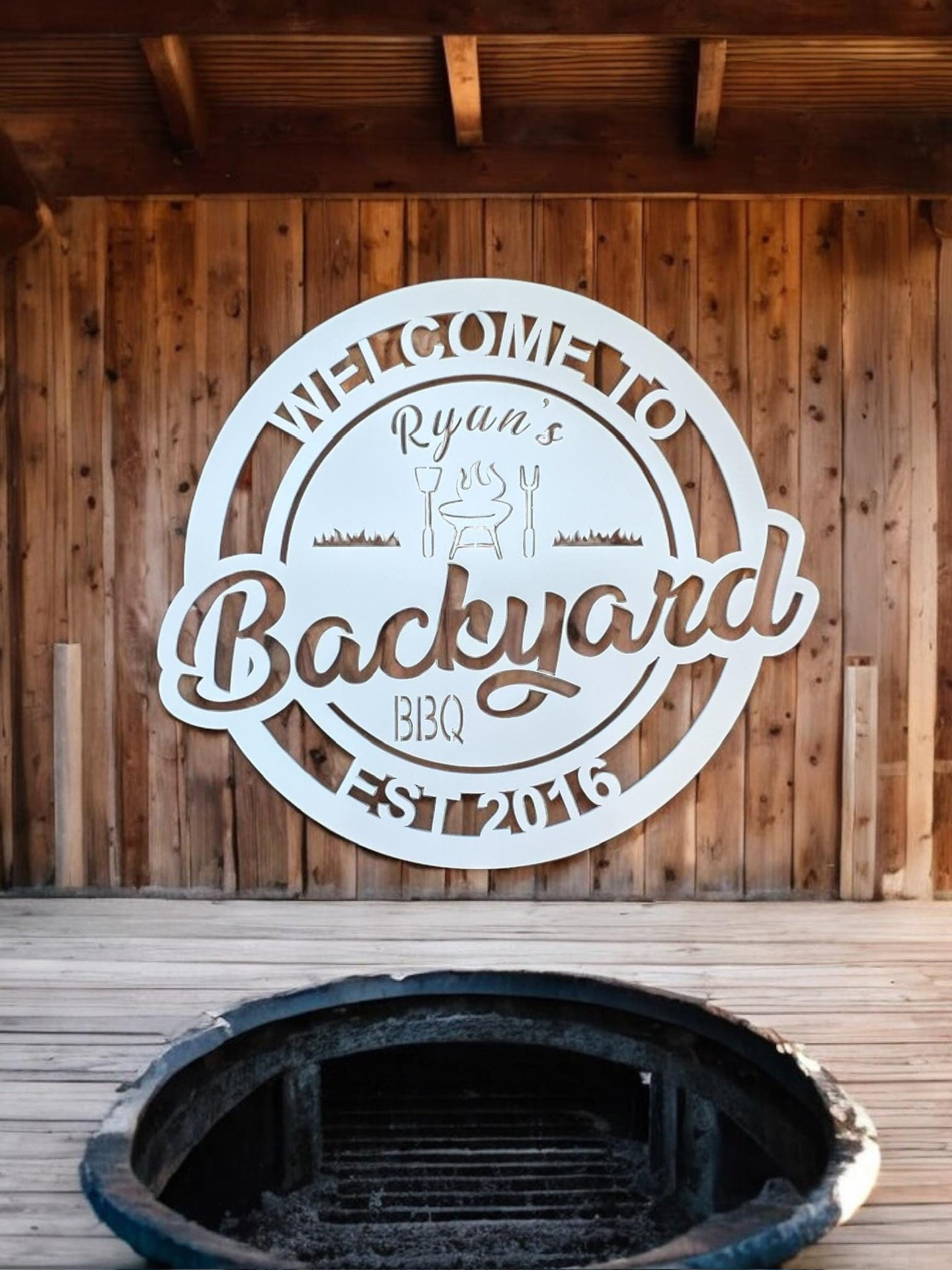 Personalized Backyard BBQ Sign - Customized Metal Wall Art for Backyard, Deck, Patio - Perfect Gift for Home - Wedding/Anniversary Gift