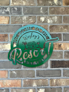 Personalized Resort Sign - Customized Metal Wall Art for Backyard, Deck, Patio - Perfect Gift for Home - Wedding Gift - Anniversary Gift