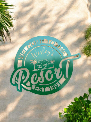 Personalized Resort Sign - Customized Metal Wall Art for Backyard, Deck, Patio - Perfect Gift for Home - Wedding Gift - Anniversary Gift