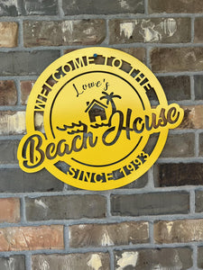 Personalized Beach House Sign - Customized Metal Wall Art for Backyard, Deck, Patio - Perfect Gift for Home - Wedding/Anniversary Gift