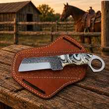 Load image into Gallery viewer, Ironranch Bull Cutter Knife – Rasp Steel, Resin Handle &amp; Leather Sheath