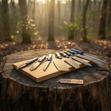 Load image into Gallery viewer, Custom Handmade Japanese Kitchen Knife Set with Multicolor Pakka Wood Handles