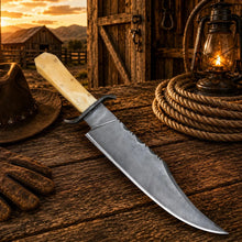 Load image into Gallery viewer, Juan Padillo Bowie Knife 5160 Spring Steel Bone Handle