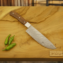 Load image into Gallery viewer, JW SteelCrafts 5 Piece Damascus Kitchen Knife Set with Rosewood Handles, Chef Utility Slicing Carving and Mini Cleaver Knife Collection, Handmade Damascus Steel