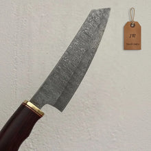 Load image into Gallery viewer, 8” Ladder Pattern Damascus Gyuto Chef Knife with Rosewood Handle &amp; Brass Bolster