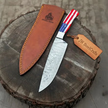 Load image into Gallery viewer, Damascus Chef Knife USA Flag Resin Handle | Hand-Forged Performance Blade