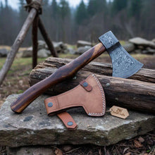 Load image into Gallery viewer, Damascus Skeggox Bearded Viking Axe with Hardwood Handle