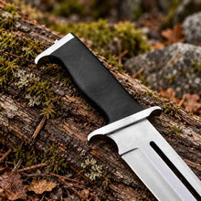 Load image into Gallery viewer, Handmade Large Bowie Knife with Black Handle and Leather Sheath