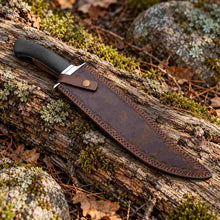 Load image into Gallery viewer, Handcrafted D2 Steel Bowie Knife with Micarta Handle and Leather Sheath