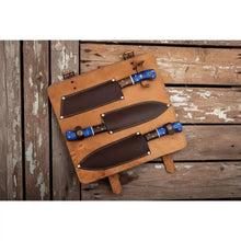 Load image into Gallery viewer, Handmade Damascus Steel Chef Knife Set, 3 Piece Kitchen Knife Set with Resin and Wood Handles, Professional Cooking Knives with Leather Roll, Custom Chef Gift Set JW SteelCrafts