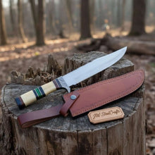 Load image into Gallery viewer, Frontier Jim Bowie Knife with 9 Inch Damascus Clip Point