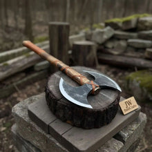 Load image into Gallery viewer, Unique Double-Headed Viking Axe - Handcrafted Decor Piece | Two Styles Available | JW SteelCrafts