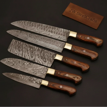 Load image into Gallery viewer, Custom Handmade Chef Knives Damascus Steel blades By JW SteelCrafts