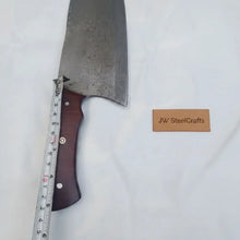 Load image into Gallery viewer, 11-Inch Raindrop Damascus Chinese Vegetable Cleaver —  Rosewood Handle &amp; Lanyard Hole