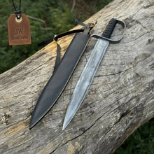 Load image into Gallery viewer, Handmade Medieval Short Sword Acid Washed Steel D-Guard Leather Sheath