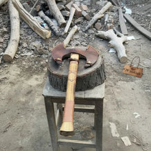 Load image into Gallery viewer, Handcrafted Double-Head Decorative Axe with Wooden Handle – JW SteelCrafts
