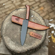 Load image into Gallery viewer, Black Blade Chef Knife Full Tang with Custom Handle &amp; Leather Sheath