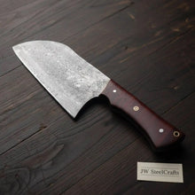 Load image into Gallery viewer, 11-Inch Raindrop Damascus Chinese Vegetable Cleaver —  Rosewood Handle &amp; Lanyard Hole