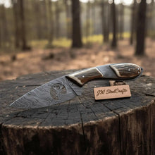 Load image into Gallery viewer, Damascus Skinner Knife Stag Handle 6.5” Fixed Blade