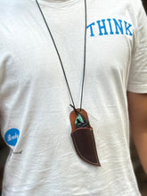 Load image into Gallery viewer, Neck Knife with Leather Sheath – Mini Damascus Pattern Blade | Green Resin Handle | JW SteelCrafts