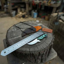 Load image into Gallery viewer, Neck Knife with Leather Sheath – Mini Damascus Pattern Blade | Green Resin Handle | JW SteelCrafts