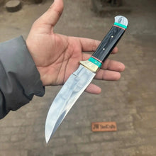 Load image into Gallery viewer, Frontier Bowie Knife 11” - Black Resin Handle with Turquoise Spacers