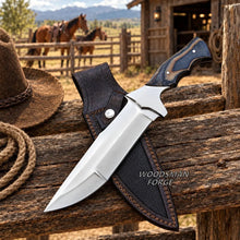 Load image into Gallery viewer, Oakspire D2 Steel Bowie Knife – 13" Hardwood Handle &amp; Leather Sheath