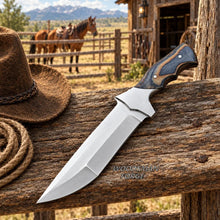 Load image into Gallery viewer, Oakspire D2 Steel Bowie Knife – 13" Hardwood Handle &amp; Leather Sheath