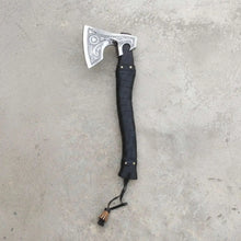 Load image into Gallery viewer, Handmade Viking Axe with High Carbon Steel Blade, Custom Engraving and Leather Sheath