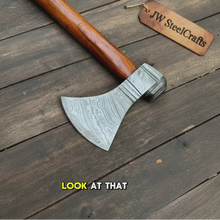 Load image into Gallery viewer, Damascus Pipe Tomahawk Hand Forged Viking Axe
