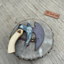 Load image into Gallery viewer, Product: Viking Style Engraved Bearded Axe – Oak Wood Handle