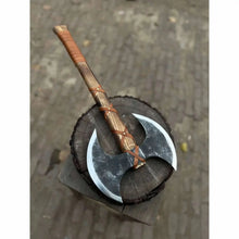 Load image into Gallery viewer, Unique Double-Headed Viking Axe - Handcrafted Decor Piece | Two Styles Available | JW SteelCrafts
