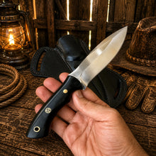 Load image into Gallery viewer, Hunting Knife Hand Forged Steel Blade with Leather Sheath