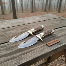 Load image into Gallery viewer, Gut Hook Skinner Knives Pair stag handle