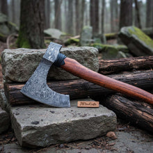 Load image into Gallery viewer, Pattern-Welded Damascus Viking Bearded Axe for Heavy Chopping and Trail Use