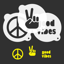 Load image into Gallery viewer, Peace &amp; Good Vibes Coffee Stencils