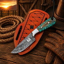 Load image into Gallery viewer, Pinecone Cowboy Working Knife – Damascus Steel 3.5" Blade