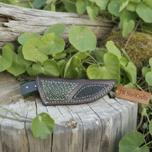 Load image into Gallery viewer, Damascus Skinner Knife Green Black Micarta Handle 3 Inch Blade