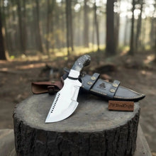 Load image into Gallery viewer, Handmade Carbon Steel Tracker Knife – Ram Horn or Wendi Wood Handle | Heavy Duty Hunting &amp; Camping Knife | JW SteelCrafts